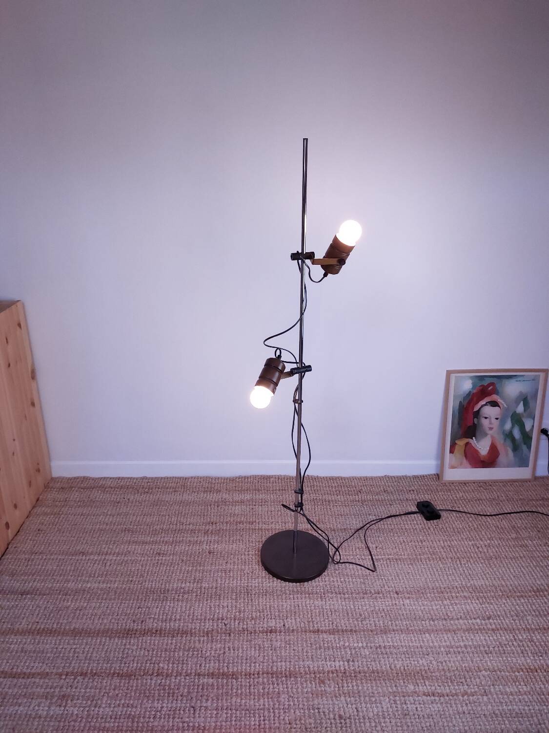 Lampadaire spots métal bois