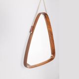 Vintage triangular wall mirror 70s in italian design wood