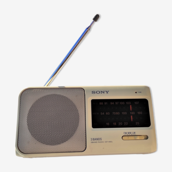Poste de radio sony portable blanc radio icf-490l 3 bandes fm/mw/lw vintage