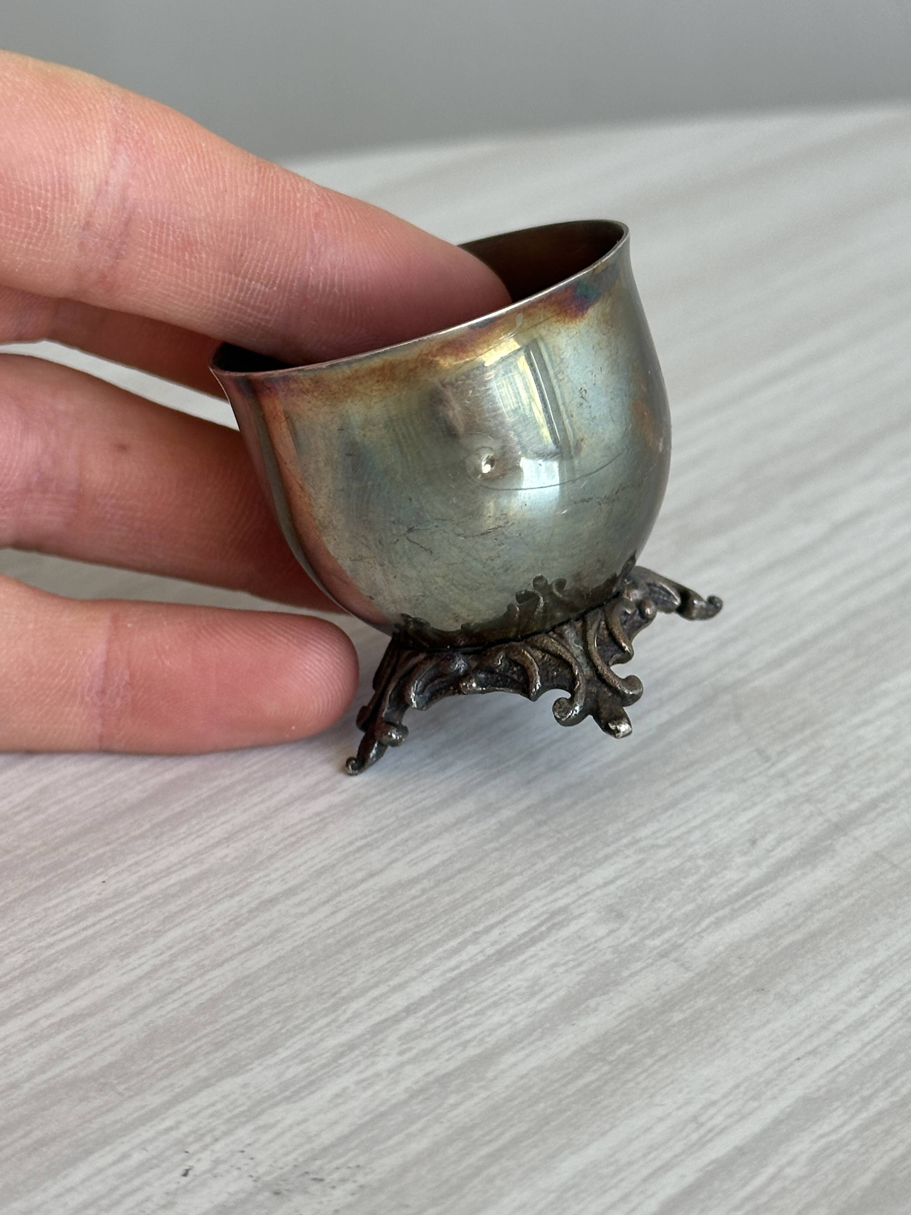Small vintage metal egg cup