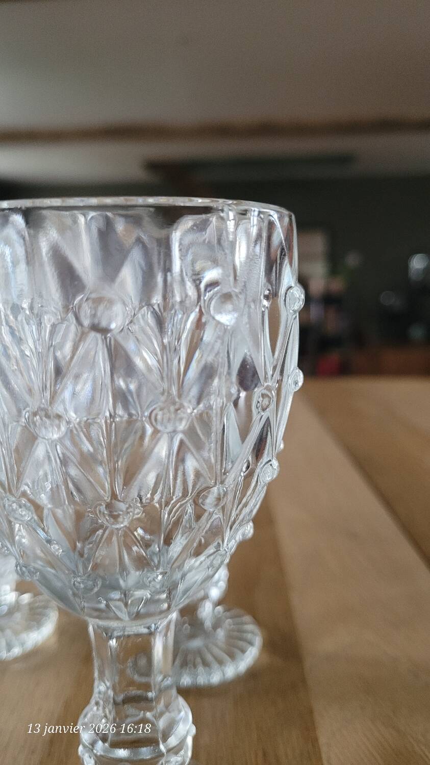 5 thick glass stemmed glasses