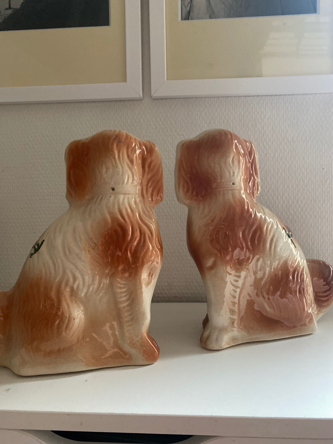 Pair of dogs earthenware staffordshire