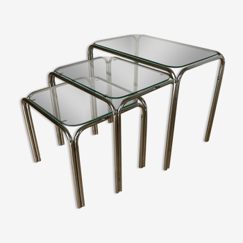 Nesting table glass year 70