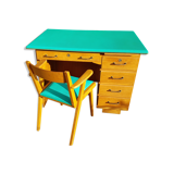 Box desk and its Scandinavian armchair with 50s compass feet