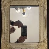 Mirror in white ceruse wood