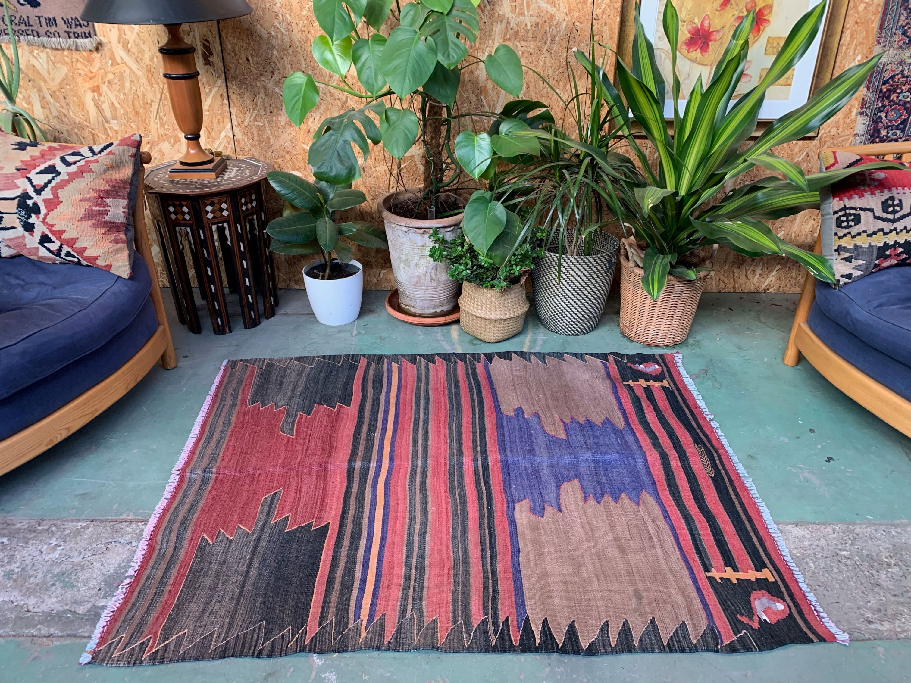 Medium Vintage Turkish Kilim Rug 140x111 cm Wool Kelim