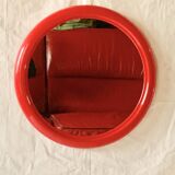 Vintage round red plastic mirror