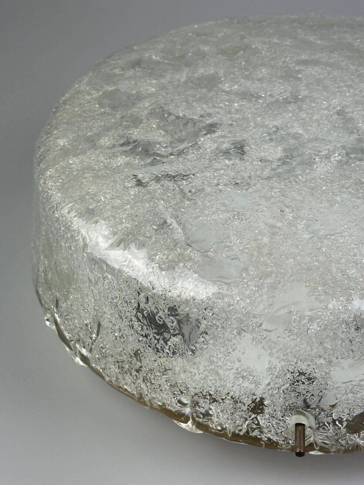 60s 70s ceiling lamp Plafoniere Flush Mount Ice Glass Hillebrand Germany