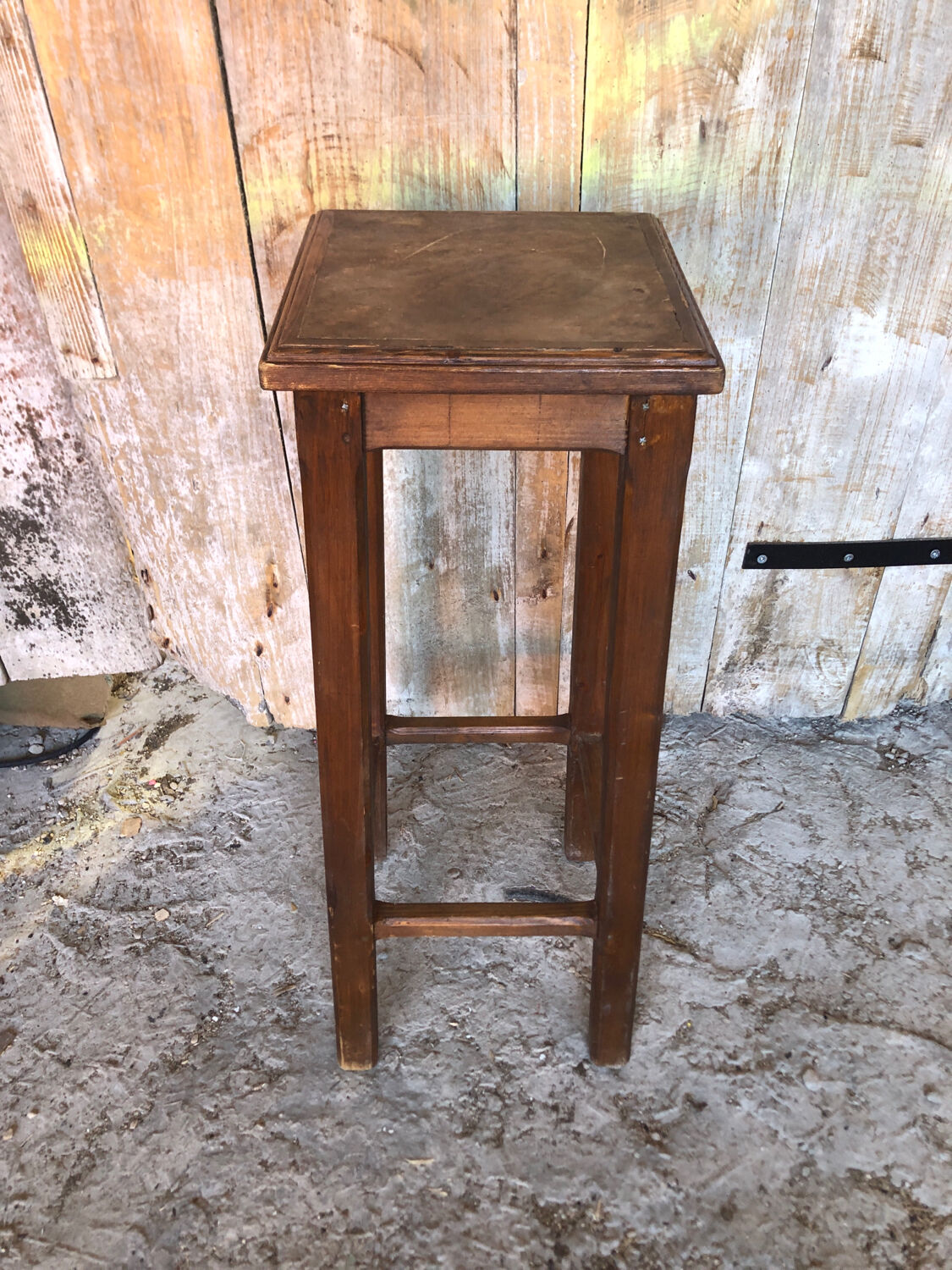 Vintage wood high stool