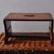 Vintage brown-stained pine stool, rustic/industrial style, 1960s.