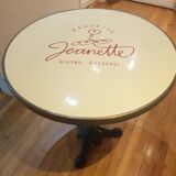 Jeanette bistro table d70 cm enamelled tray surrounded brass brushed molded foot tripod black cast