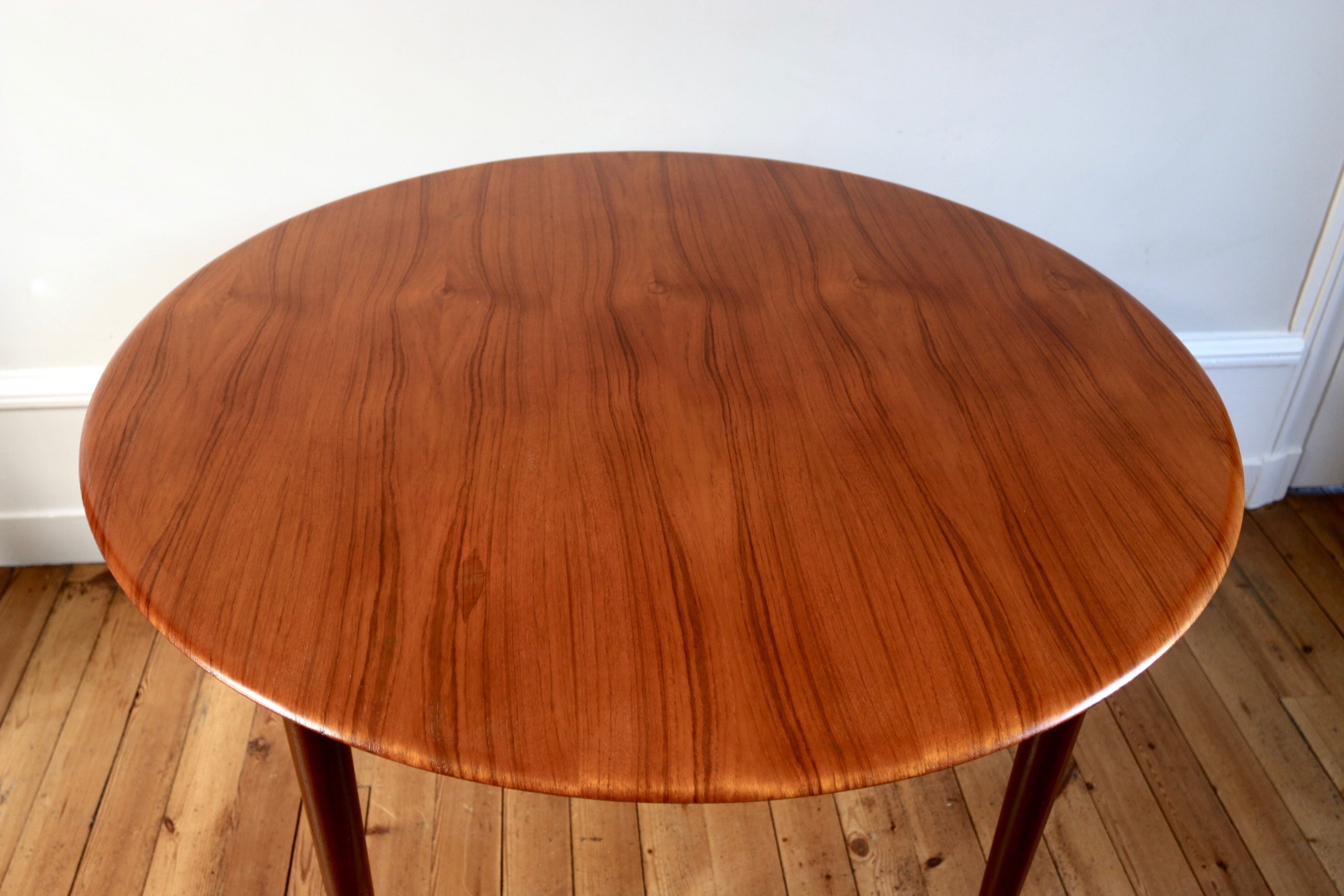 Scandinavian teak table vintage beveled 110 cm, 1960