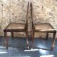Pair old chair style louis xvi wood + seat & back cannée vintage