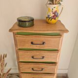 Chiffonnier vert herbarium et bois brut