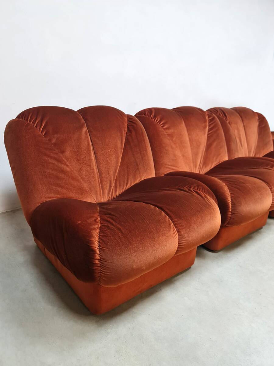 Vintage Italian design modular sofa 'Burnt orange'