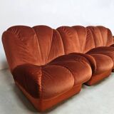 Vintage Italian design modular sofa 'Burnt orange'