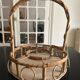 Wicker basket and 8 antique glasses