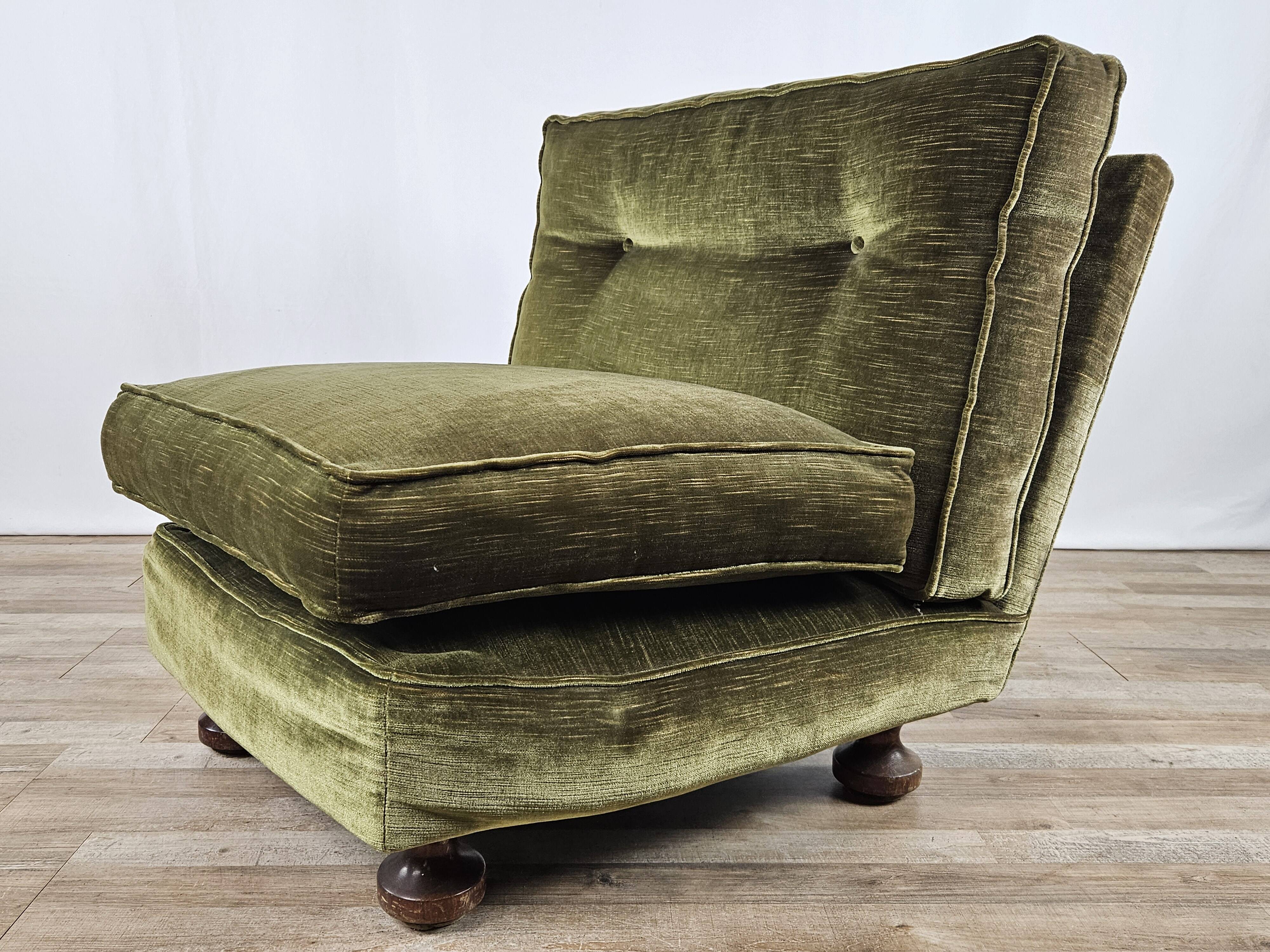 70s corner sofa in green fabric