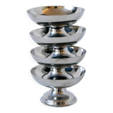 Lot de 4 coupes en inox basses 1970 9 X 5 cm