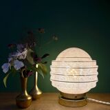 Vintage art deco globe table lamp in pink and gold Clichy glass