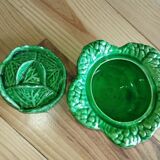 Vintage ceramic barbotine bonbonnière in the shape of a cabbage – 1950s