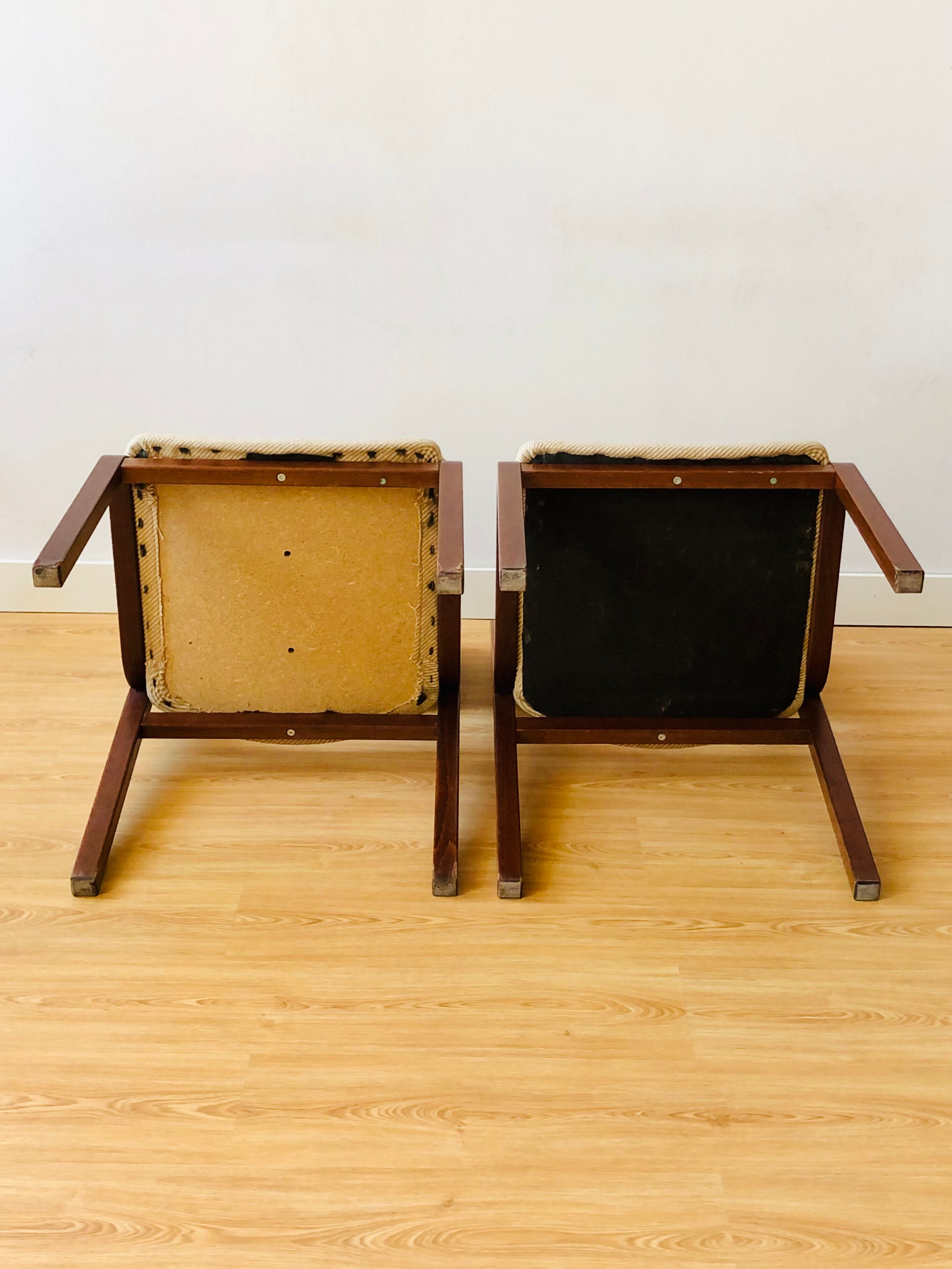 Set of 4 vintage chairs in teak and wool