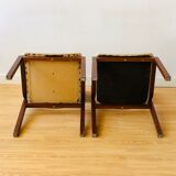 Set of 4 vintage chairs in teak and wool