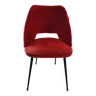 Chaise "tonneau" en moumoute rouge vintage