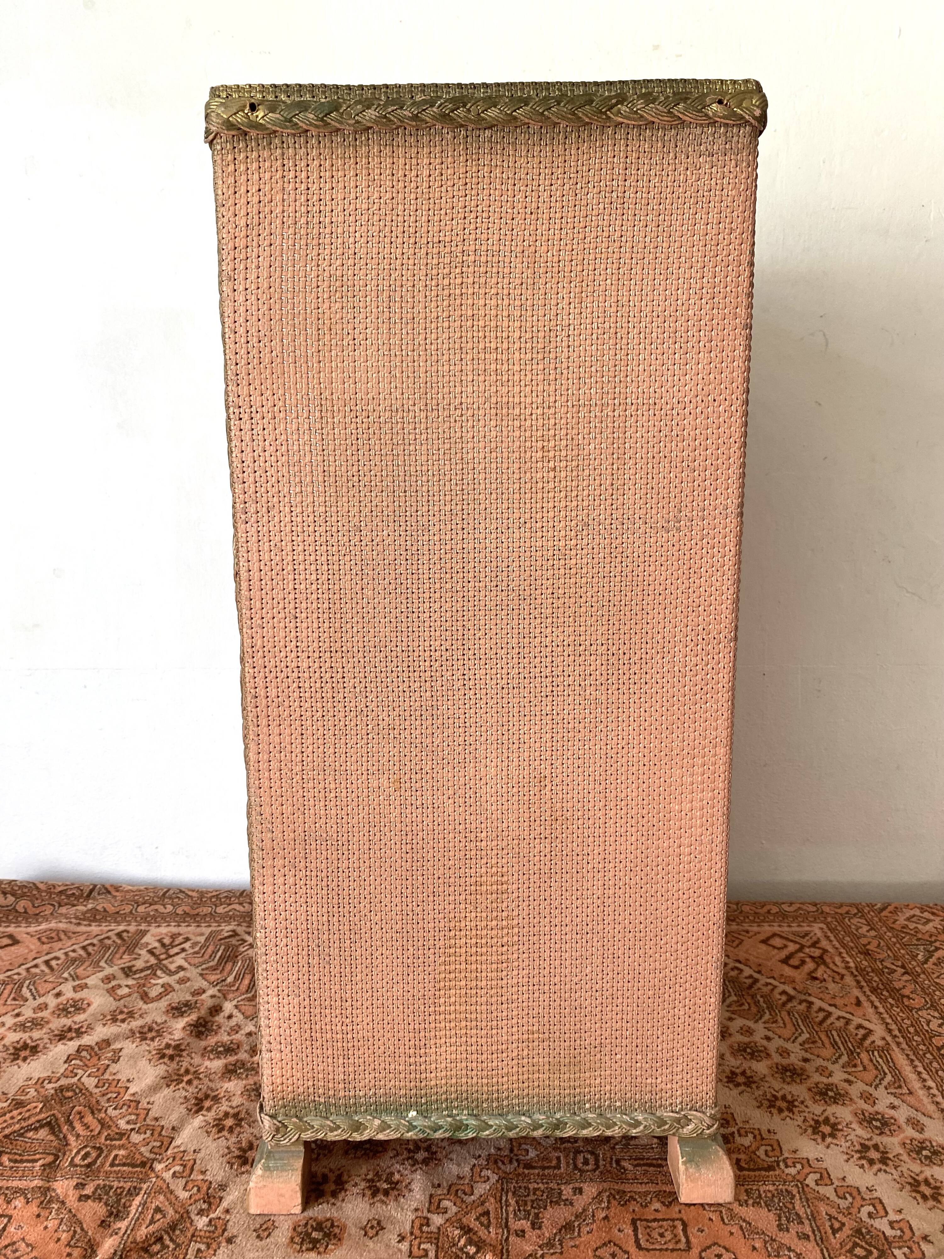 60s pink and gold Lloyd loom bedside table