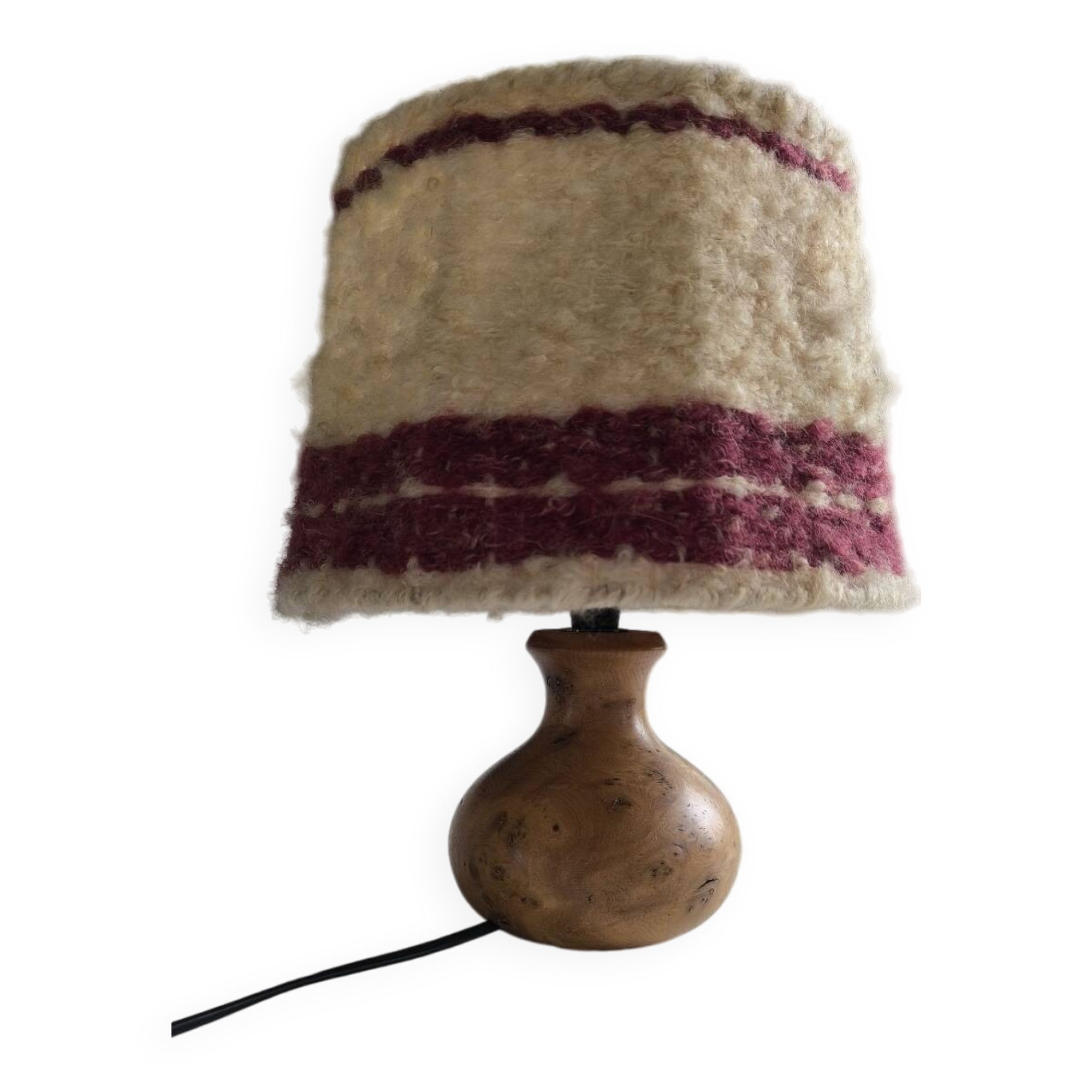 1950s burl wood table lamp