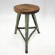 Vintage Industrial Steel & Wood Tripod Stool with Original Patina, 1950's