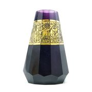 Art Deco vase, amethyst glass, gilded oroplastic, Moser, Czechoslovakia, 1930s