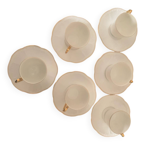 Lot de 6 tasses à café et soucoupes