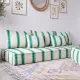 Emerald striped Moroccan living room set with pouf.