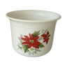 Cache pot en faience decor fleurs de noel poinsettia