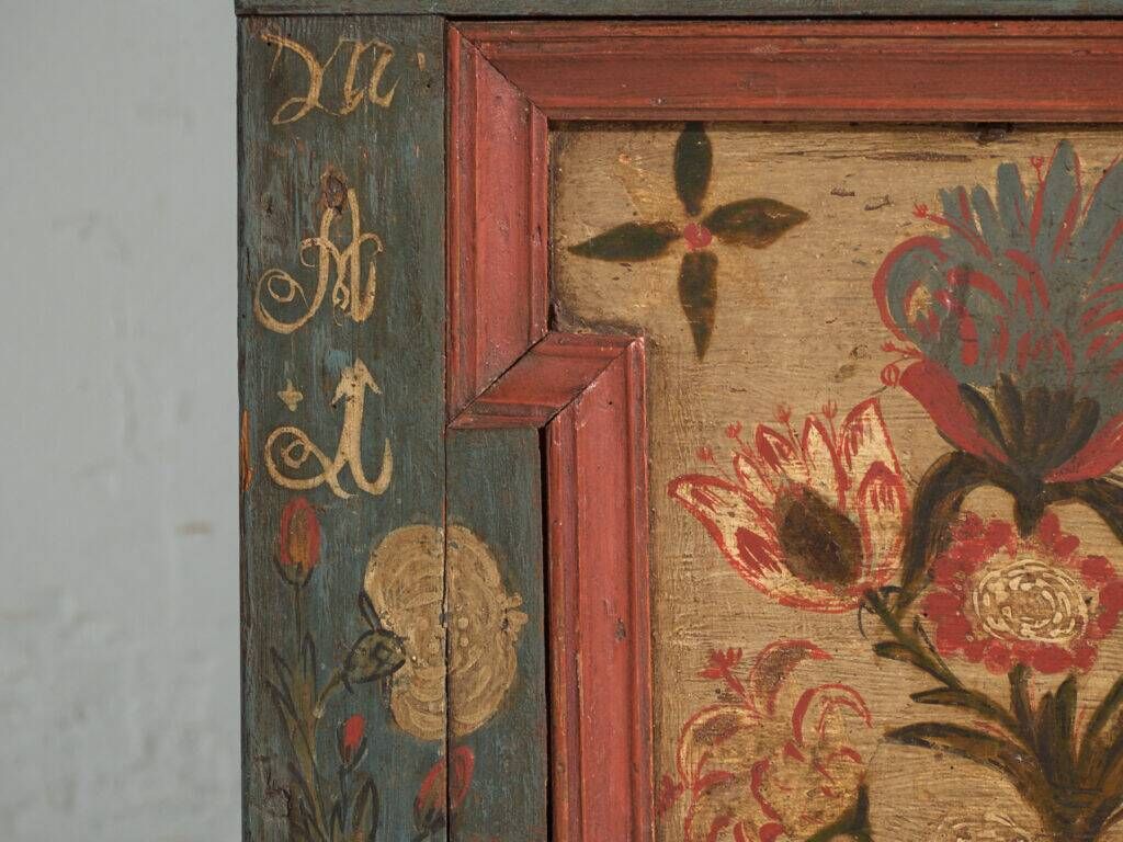 Antique wedding chest painted in pine – Austro-Hungarian Empire, Year 1775