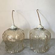Vintage glass tulip hanging lamp