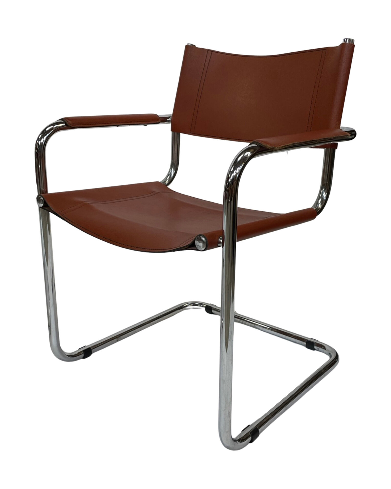 Set of 4 Bauhaus cantilever chairs cognac leather and chrome Design