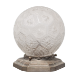 Charles Ranc art deco lamp, bedside lamp, nickel-plated bronze and glass globe