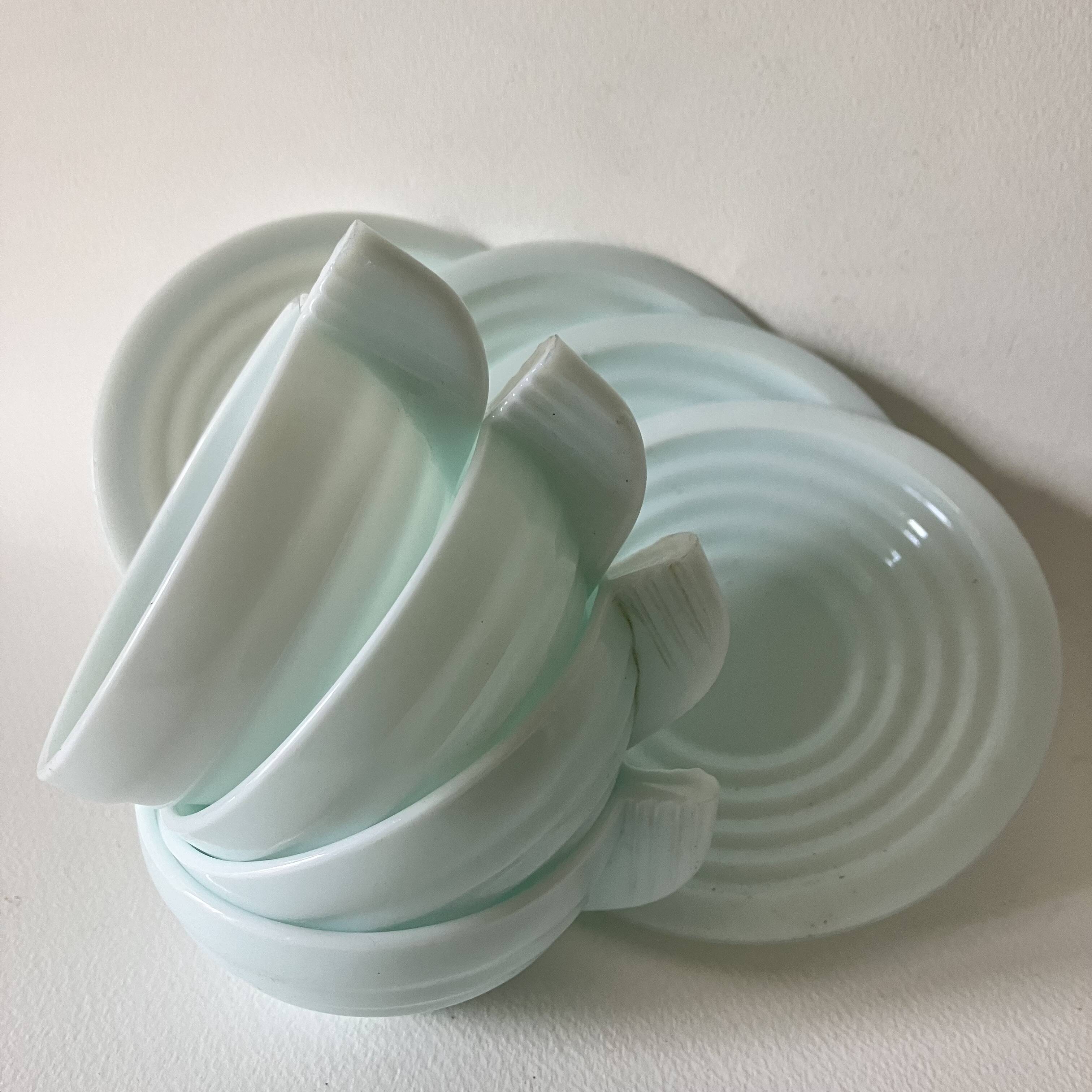 4 mint opaline cups and saucers