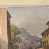 Old painting, landscape of Provence, Hyères, signed, early XX century