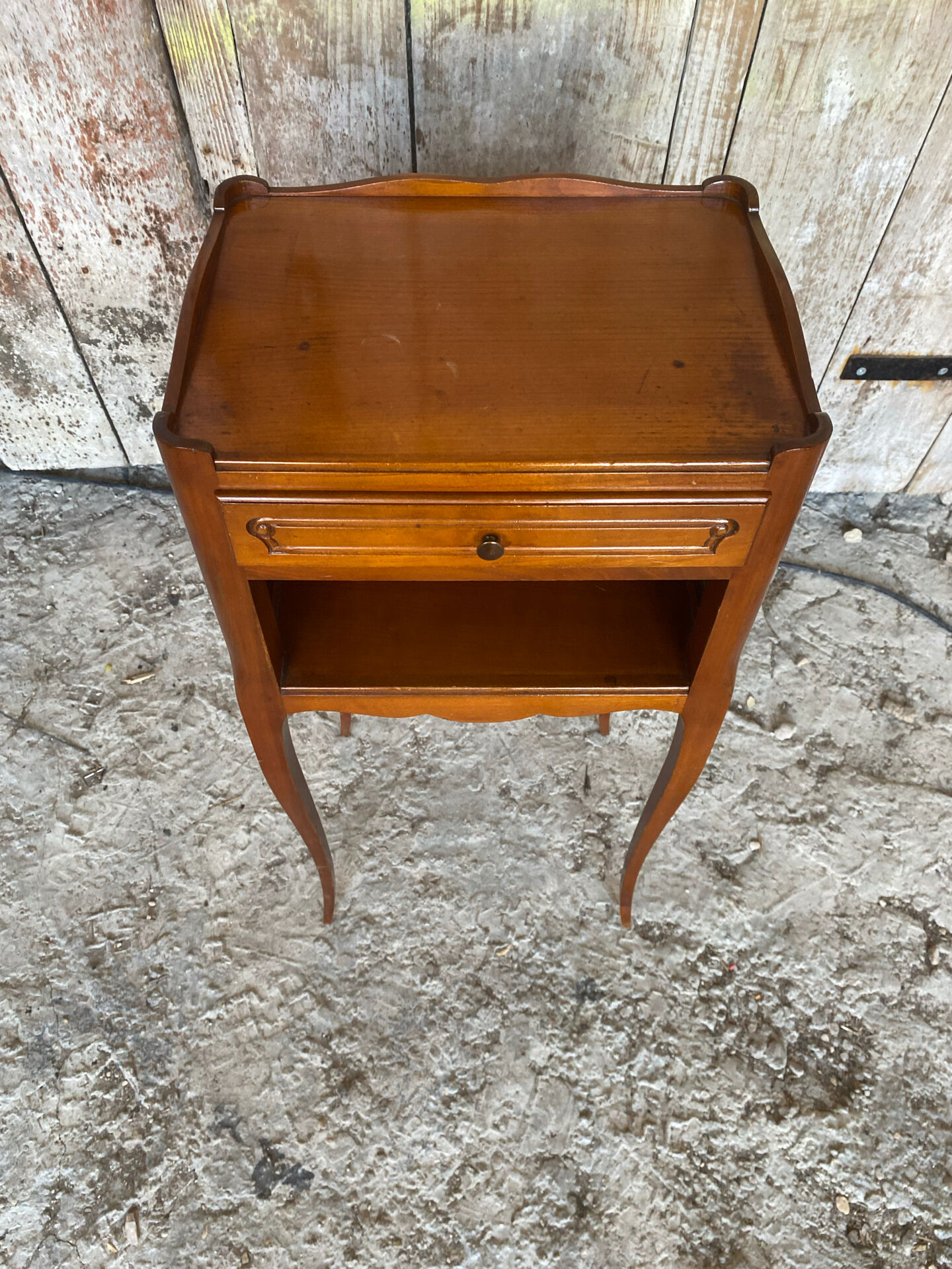 Antique nightstand louis xv style cherry wood drawer + vintage case