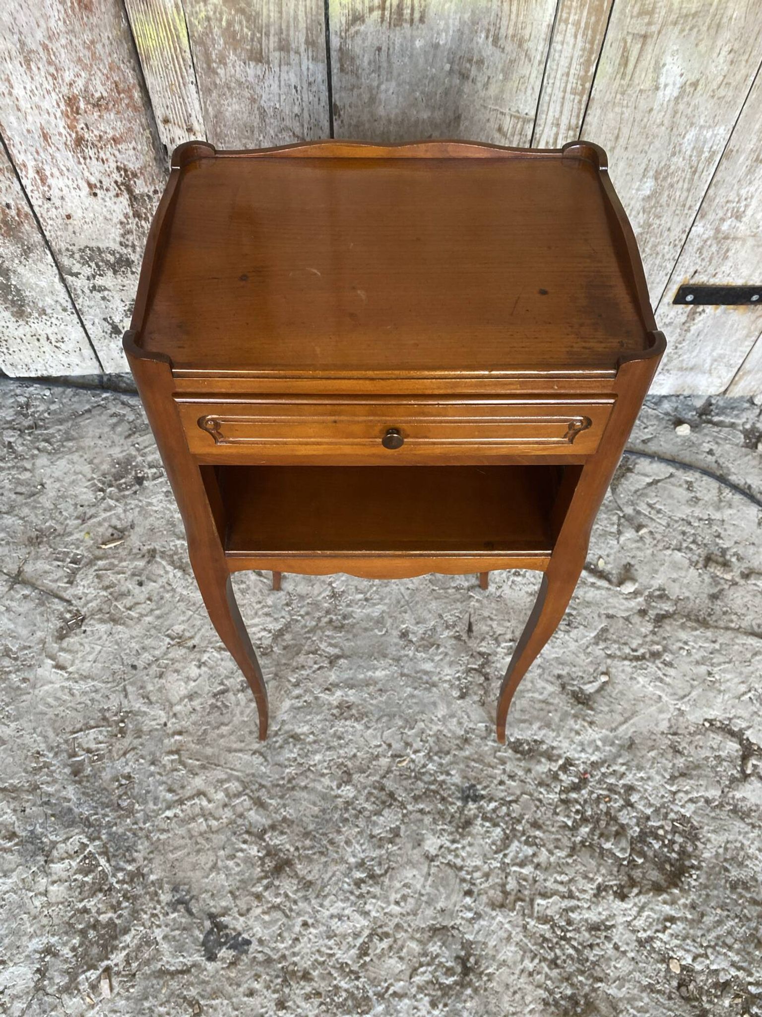 Antique nightstand louis xv style cherry wood drawer + vintage case