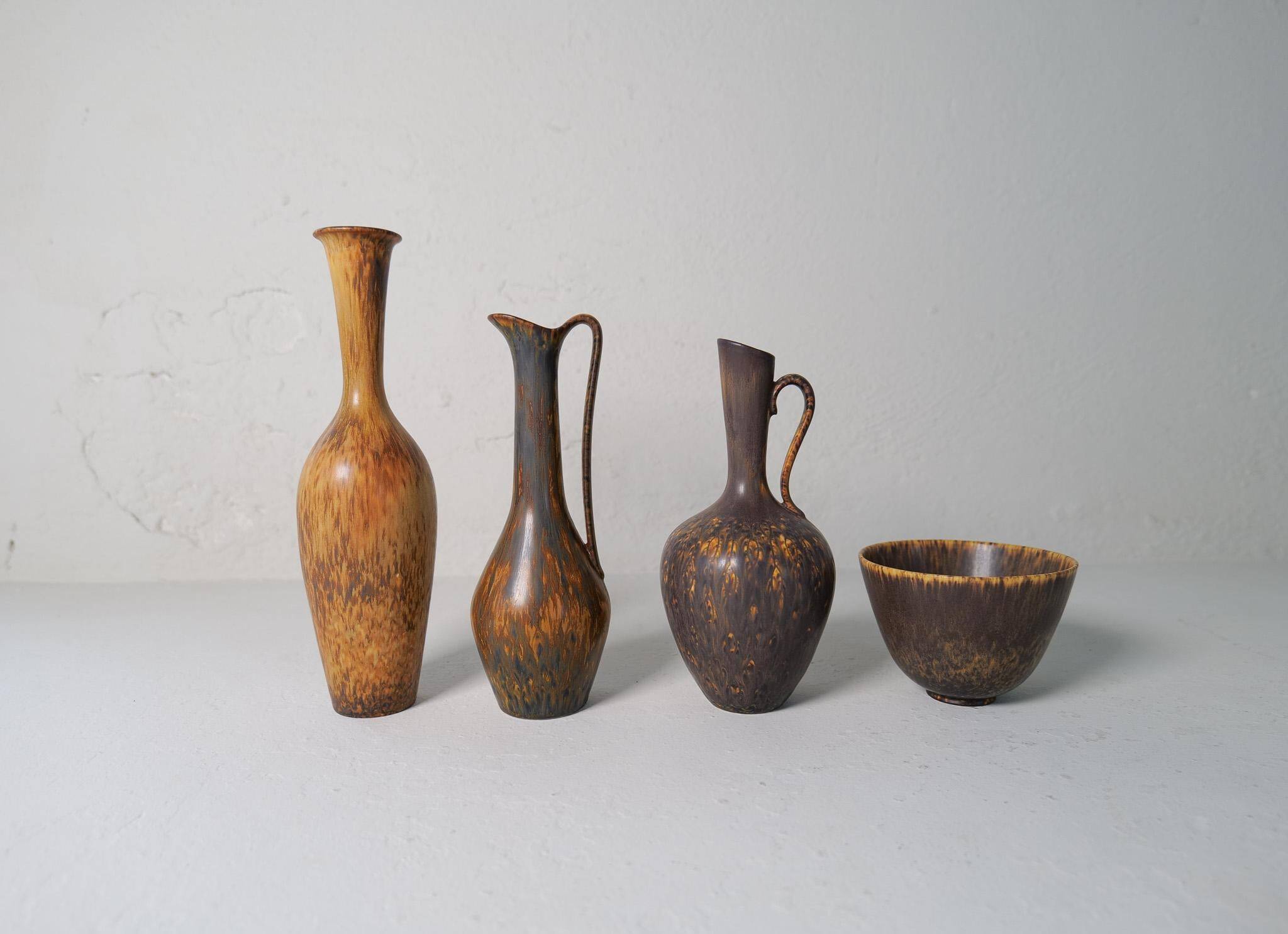 Collection of 4 Ceramic Vases by Gunnar Nylund Rörstrand Sweden, 1950s