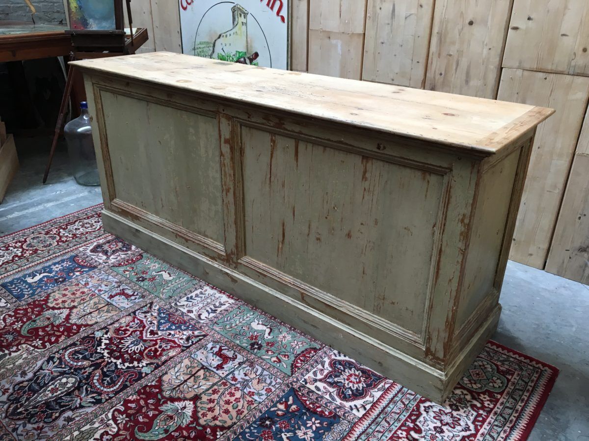 Vintage shop counter in weathered wood