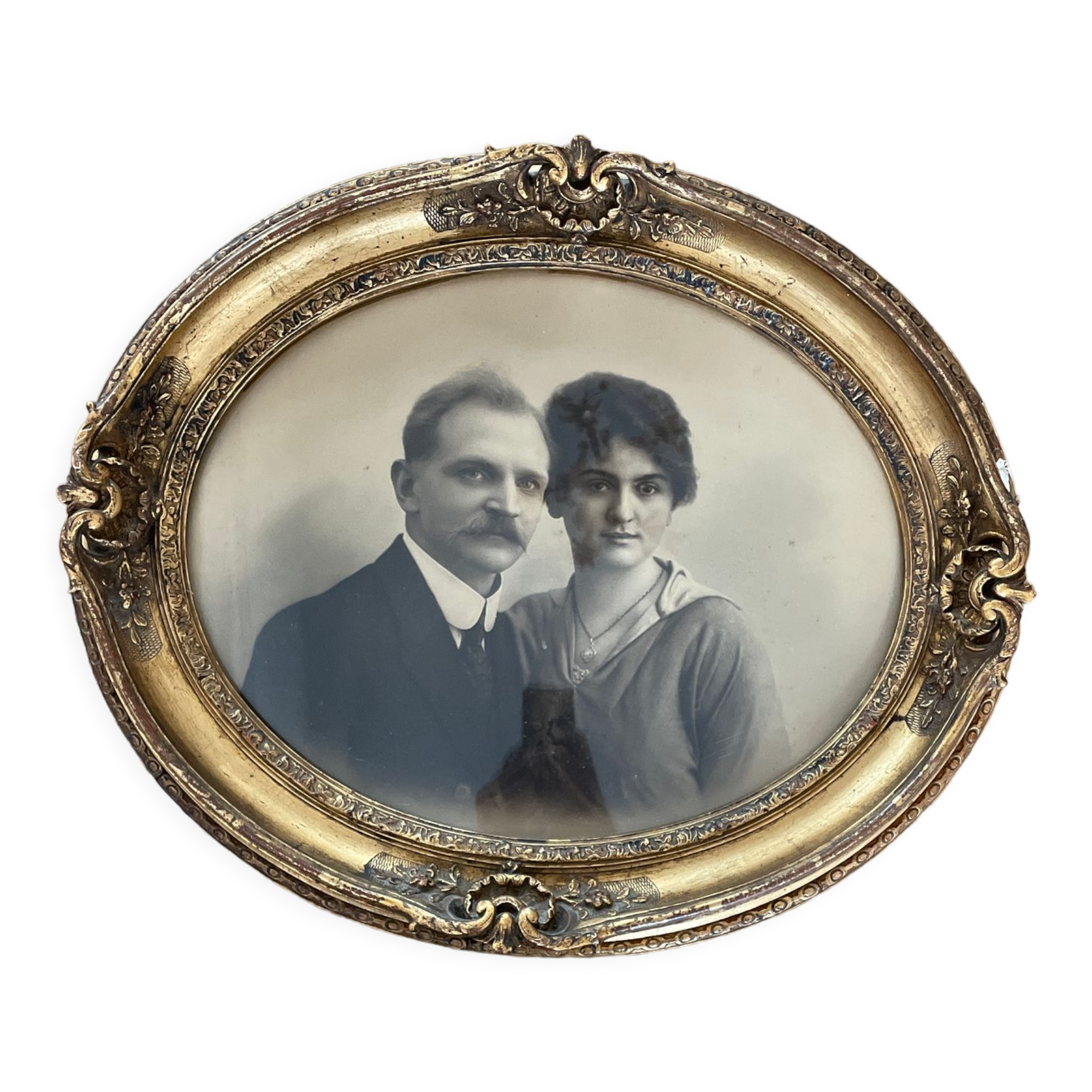 Oval frame portrait of a 19th century couple