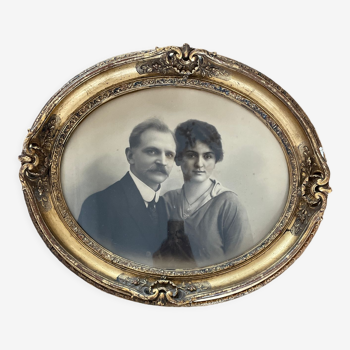 Cadre ovale portrait d’un couple XIXème