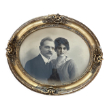 Oval frame portrait of a 19th century couple
