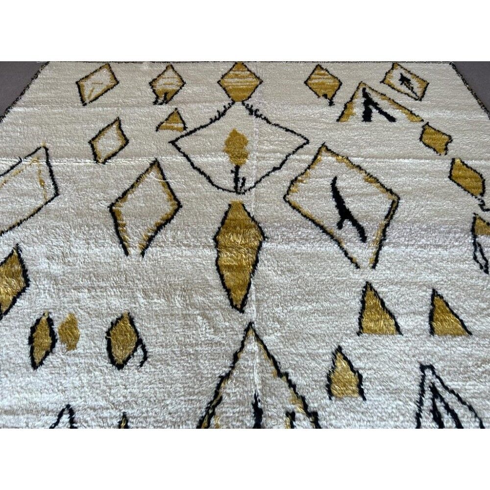 New Hand-Knotted Contemporary Moroccan Rug Made Of Natural Wool. Custom Options Available.