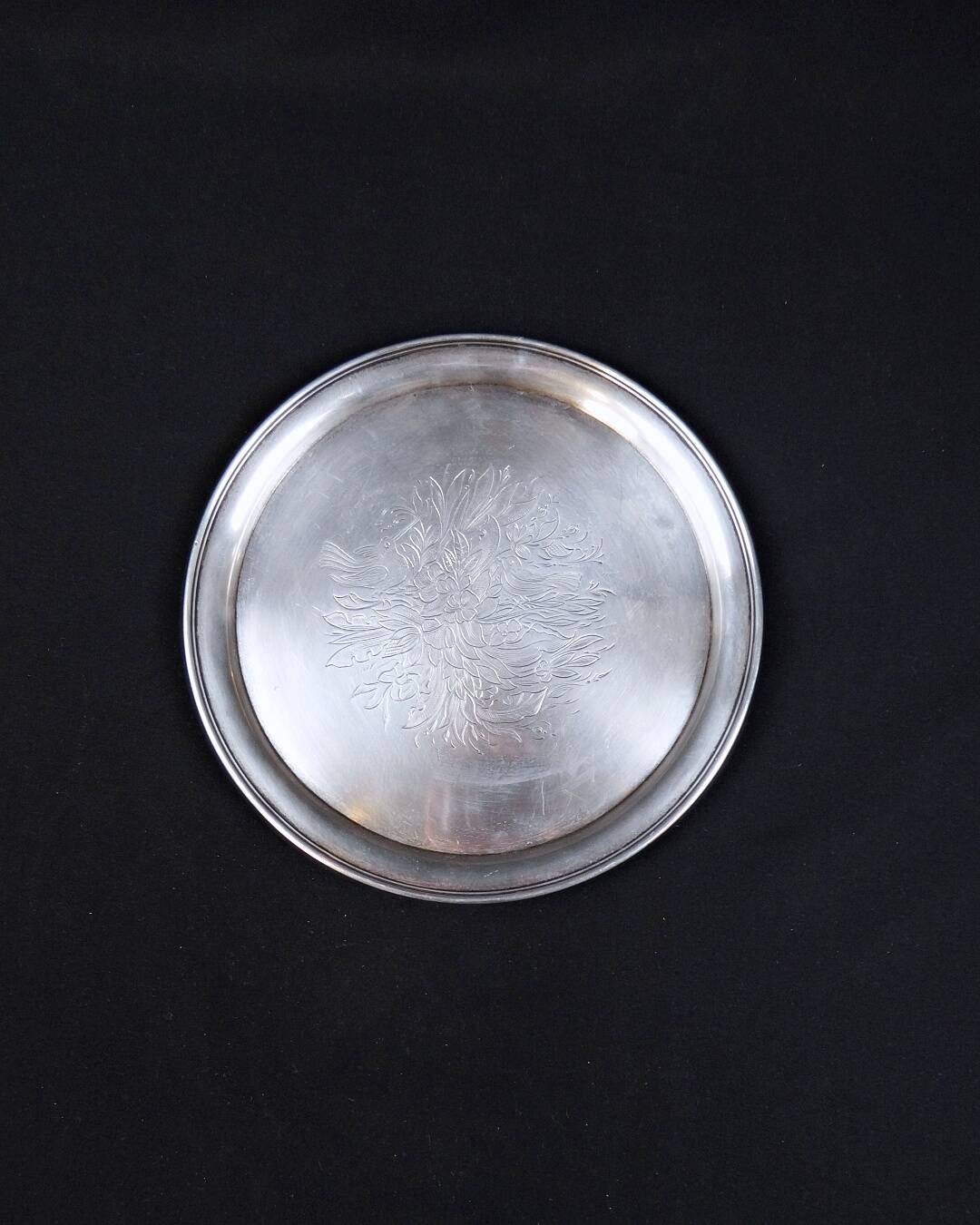 Solid silver tray signed Sazikov Russian wedding dish from 1868